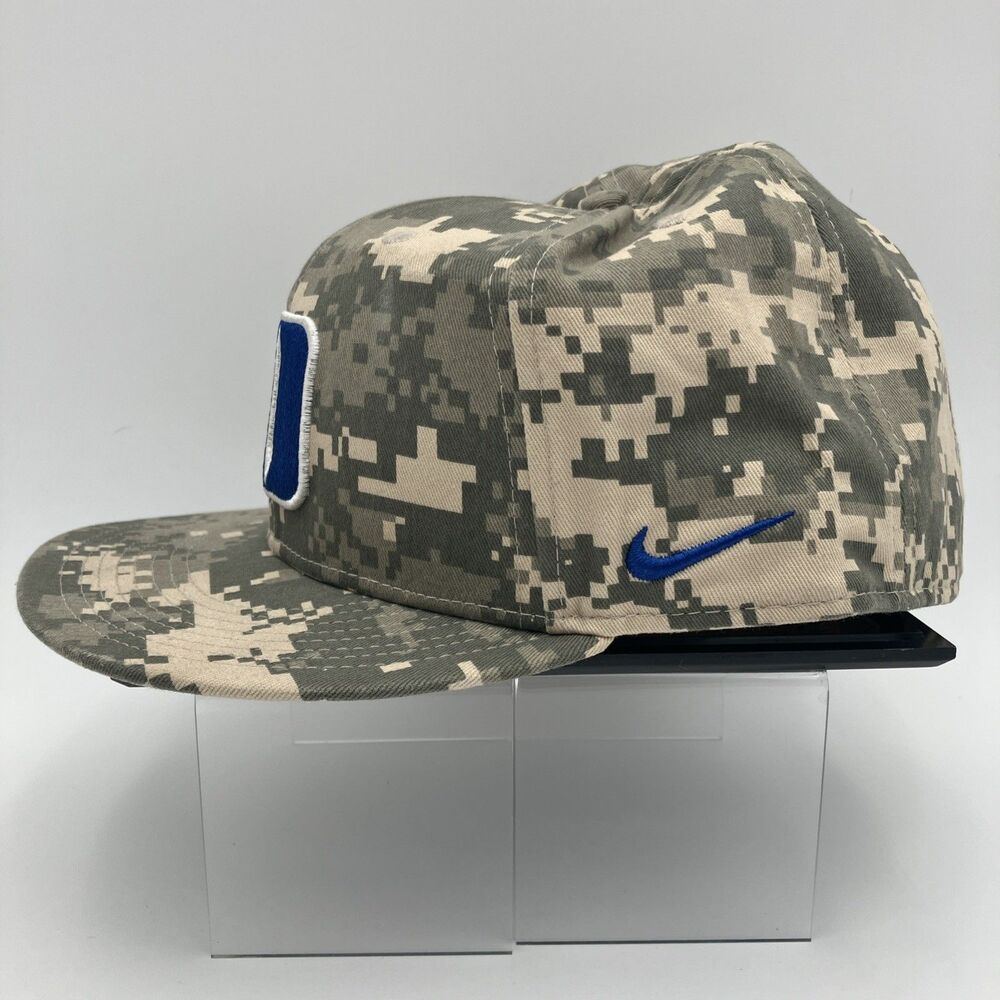Nike Duke Blue Devils Camo Fitted Hat 7 5/8 Green Blue D NCAA Cotton Cap - Picture 4 of 12
